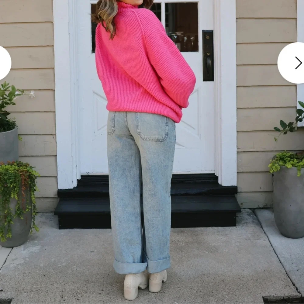 NWT Free People Sunbeam Sweater in Hot Pink Sz Small - Picture 4 of 15